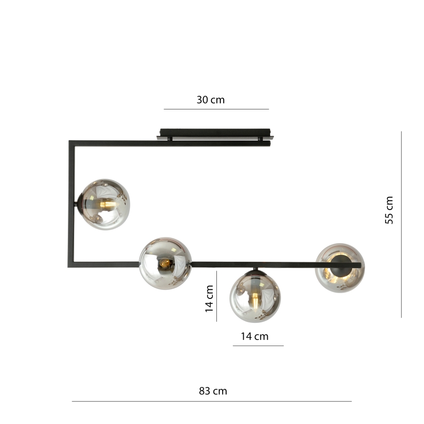 Lámpara colgante SOMA 4xE14/10W/230V negro/gris