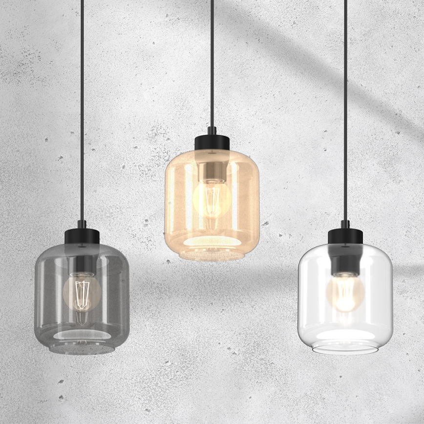 Lámpara colgante SOMBRA 3xE27/60W/230V gris/beige/transparente