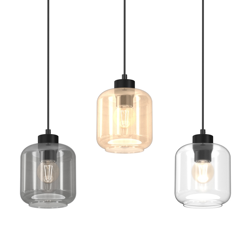 Lámpara colgante SOMBRA 3xE27/60W/230V gris/beige/transparente