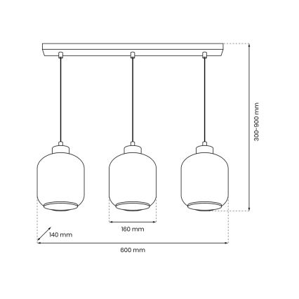 Lámpara colgante SOMBRA 3xE27/60W/230V gris/beige/transparente