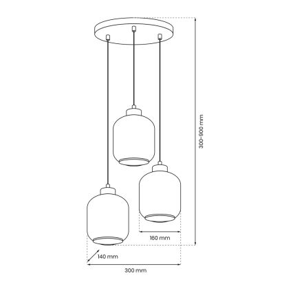 Lámpara colgante SOMBRA 3xE27/60W/230V gris