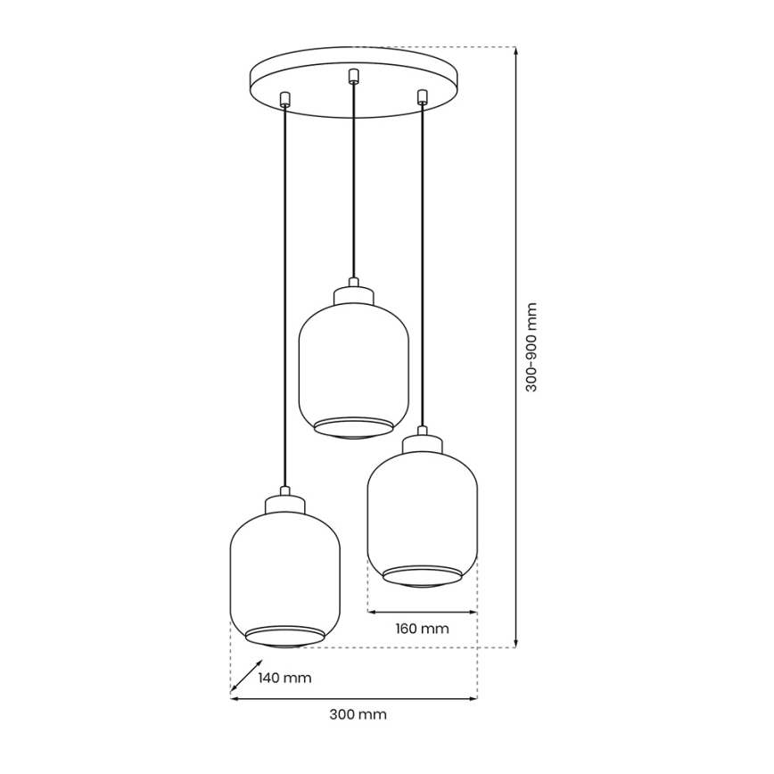 Lámpara colgante SOMBRA 3xE27/60W/230V gris