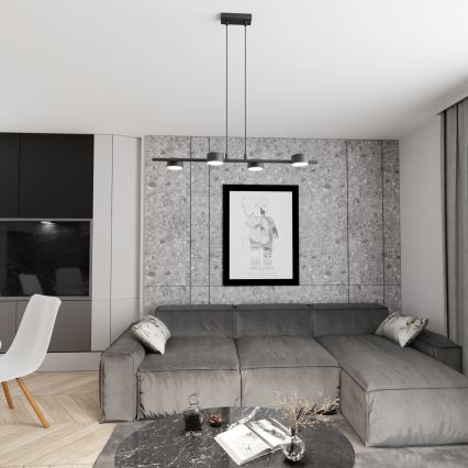Lámpara colgante SORA 4xGX53/12W/230V negro