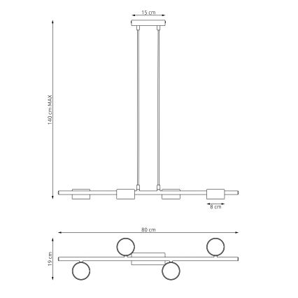 Lámpara colgante SORA 4xGX53/12W/230V negro
