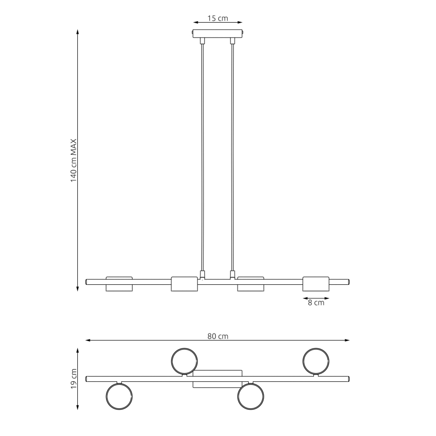 Lámpara colgante SORA 4xGX53/12W/230V negro