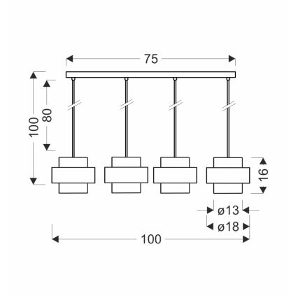 Lámpara colgante SPIEGA 4xE27/60W/230V dorado/negro