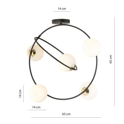 Lámpara colgante STARDOM 5xE14/10W/230V negro/blanco