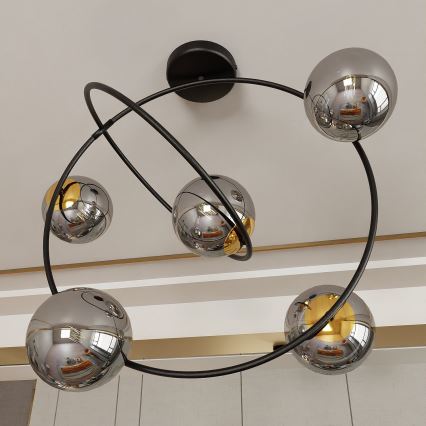 Lámpara colgante STARDOM 5xE14/10W/230V negro/gris