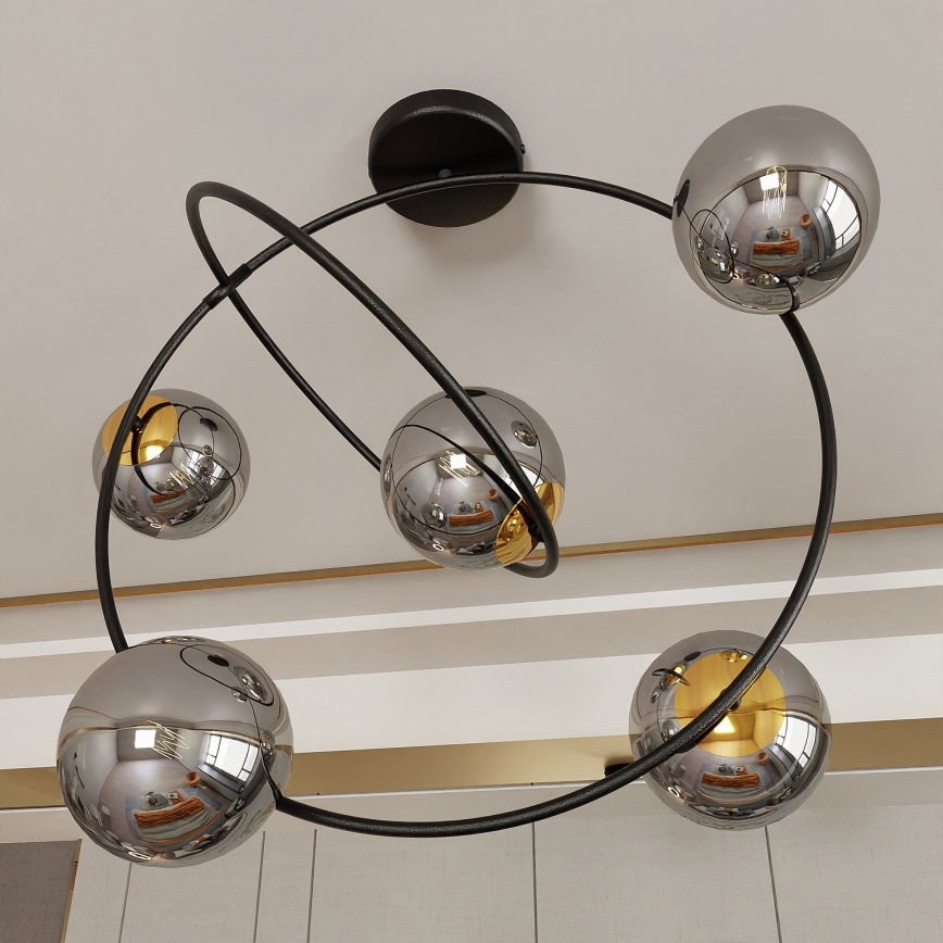 Lámpara colgante STARDOM 5xE14/10W/230V negro/gris