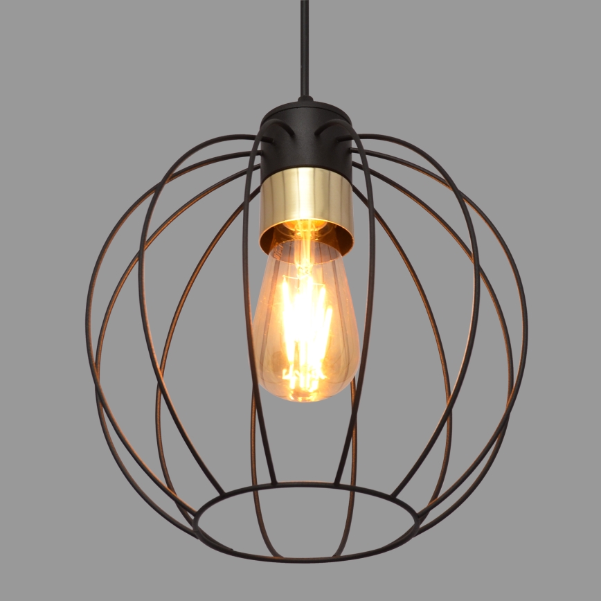 Lámpara colgante STARLIGHT 1xE27/15W/230V negro/dorado