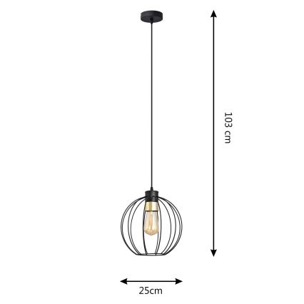 Lámpara colgante STARLIGHT 1xE27/15W/230V negro/dorado