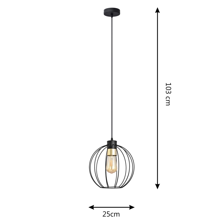 Lámpara colgante STARLIGHT 1xE27/15W/230V negro/dorado
