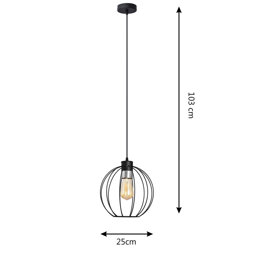 Lámpara colgante STARLIGHT 1xE27/15W/230V negro/stříbná