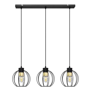 Lámpara colgante STARLIGHT 3xE27/15W/230V negro/dorado