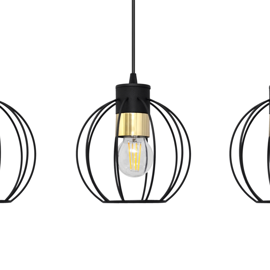 Lámpara colgante STARLIGHT 3xE27/15W/230V negro/dorado