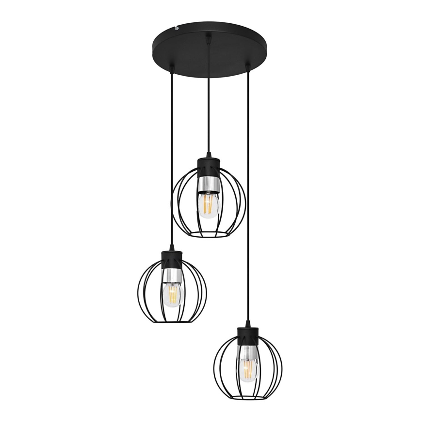 Lámpara colgante STARLIGHT 3xE27/15W/230V negro/plata