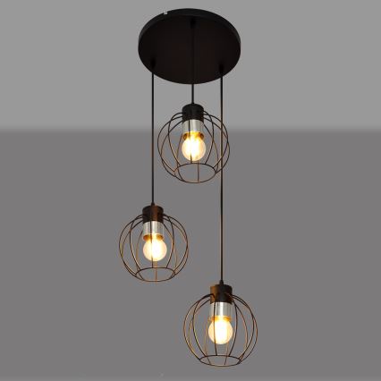 Lámpara colgante STARLIGHT 3xE27/15W/230V negro/plata