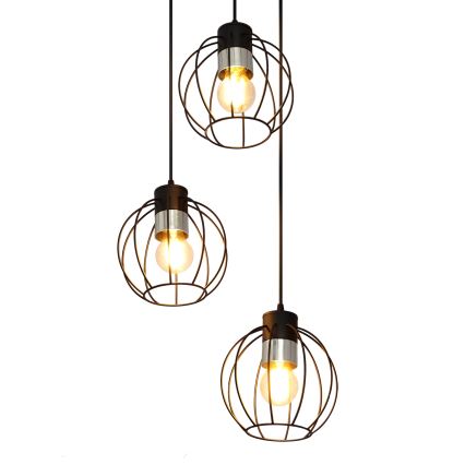 Lámpara colgante STARLIGHT 3xE27/15W/230V negro/plata