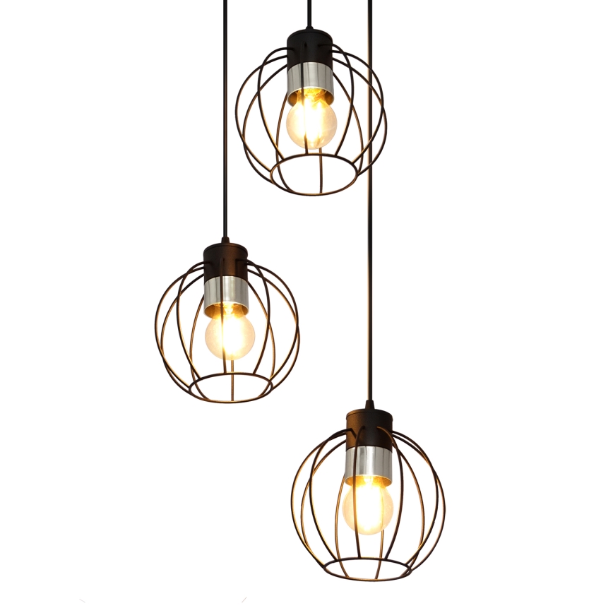 Lámpara colgante STARLIGHT 3xE27/15W/230V negro/plata