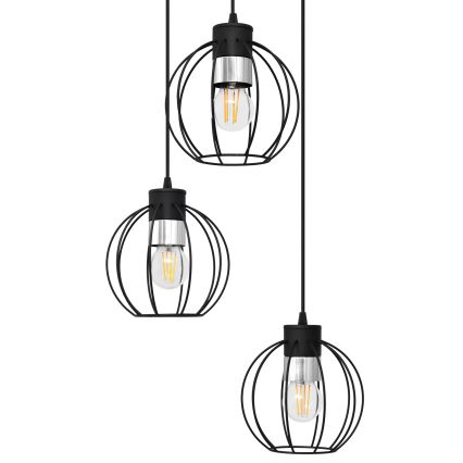 Lámpara colgante STARLIGHT 3xE27/15W/230V negro/plata