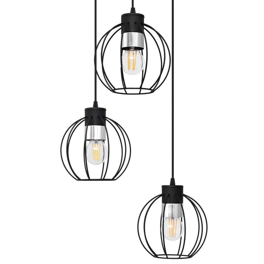 Lámpara colgante STARLIGHT 3xE27/15W/230V negro/plata