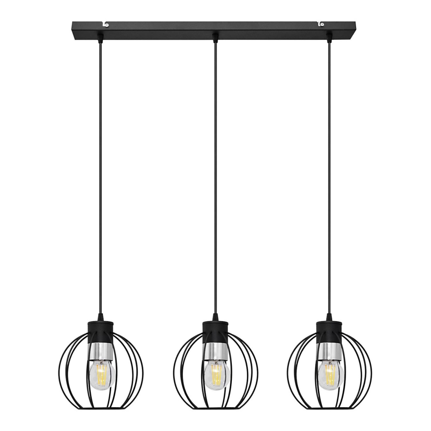 Lámpara colgante STARLIGHT 3xE27/15W/230V negro/plata
