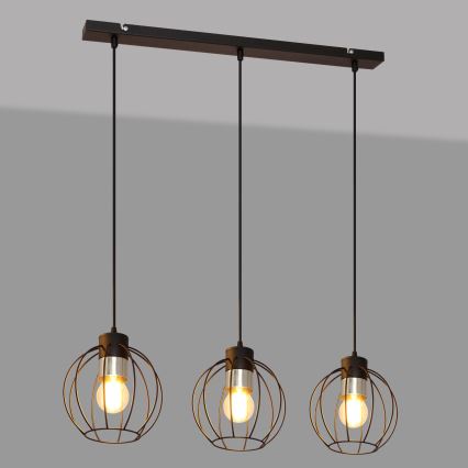 Lámpara colgante STARLIGHT 3xE27/15W/230V negro/plata