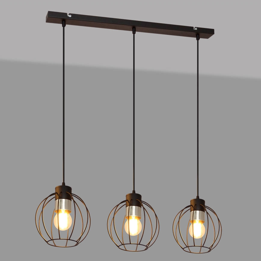 Lámpara colgante STARLIGHT 3xE27/15W/230V negro/plata