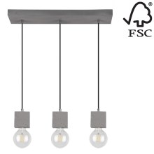 Lámpara colgante STRONG 3xE27/60W/230V concreto - Certificado FSC