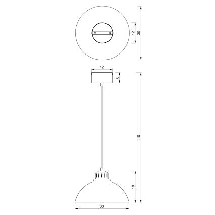 Lámpara colgante SVEN 1xE27/15W/230V rojo