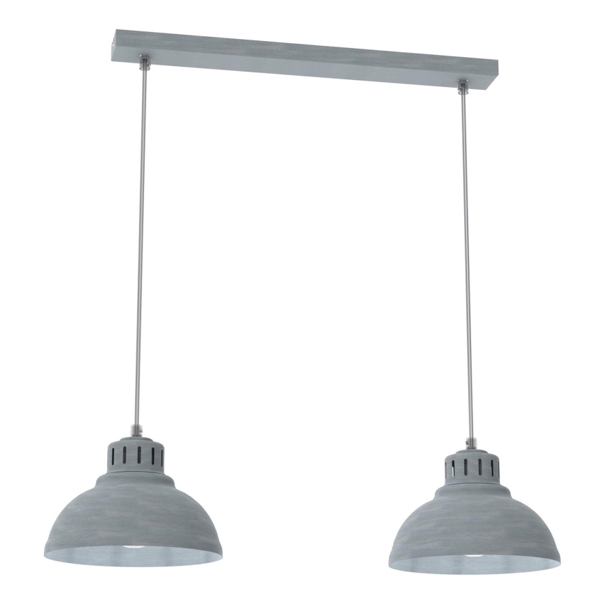 Lámpara colgante SVEN 2xE27/15W/230V gris
