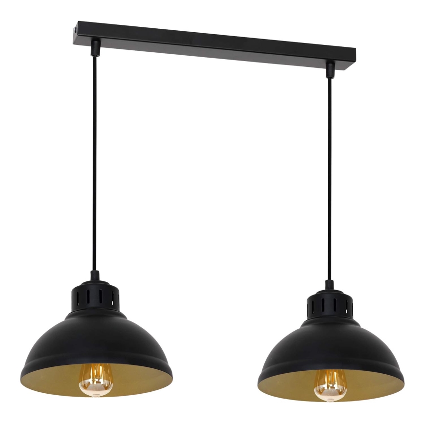 Lámpara colgante SVEN 2xE27/15W/230V negro/dorado