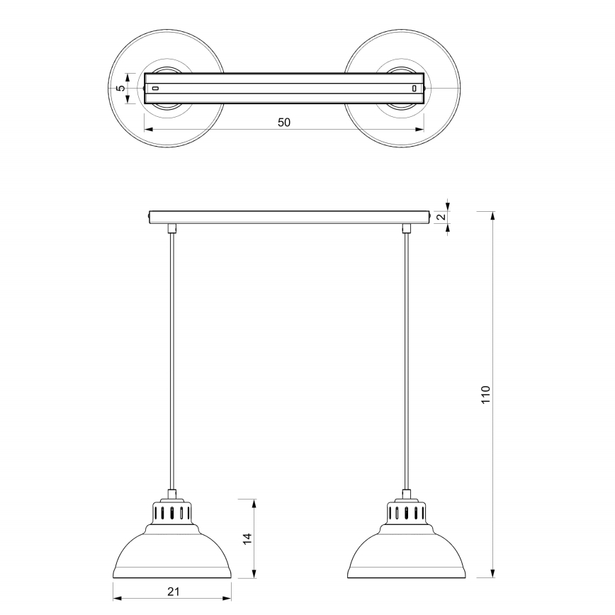 Lámpara colgante SVEN 2xE27/15W/230V negro