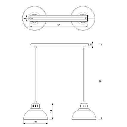 Lámpara colgante SVEN 2xE27/15W/230V rojo