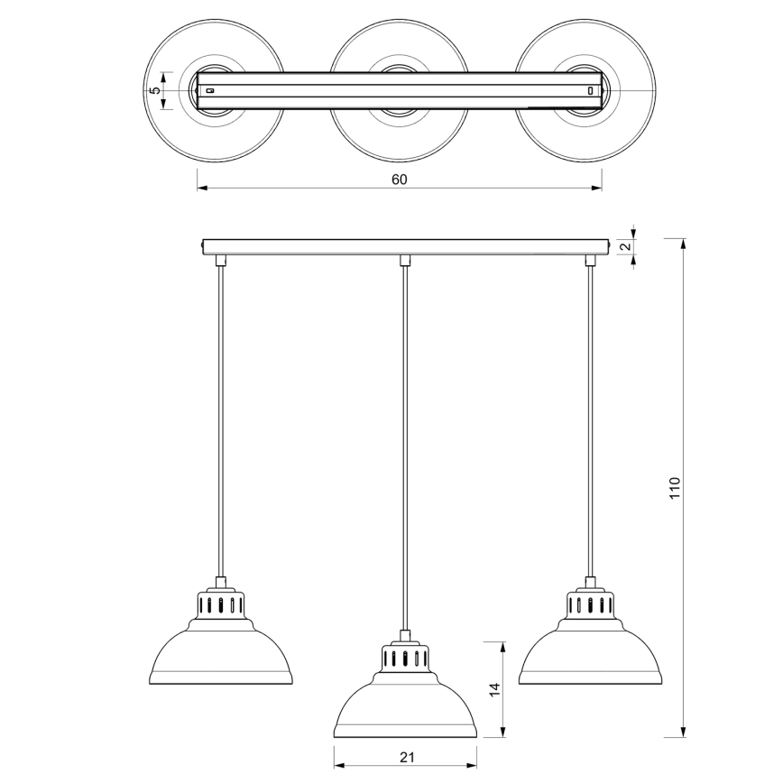Lámpara colgante SVEN 3xE27/15W/230V latón