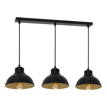 Lámpara colgante SVEN 3xE27/15W/230V negro/dorado