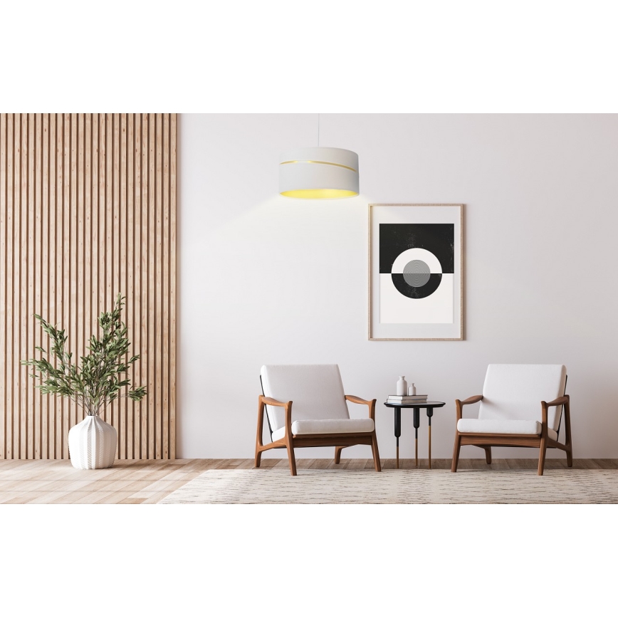 Lámpara colgante SWING 1xE27/60W/230V blanco/dorado