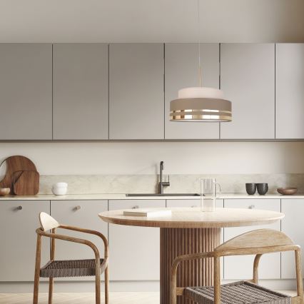 Lámpara colgante TAMI 1xE27/60W/230V beige/marrón/dorado