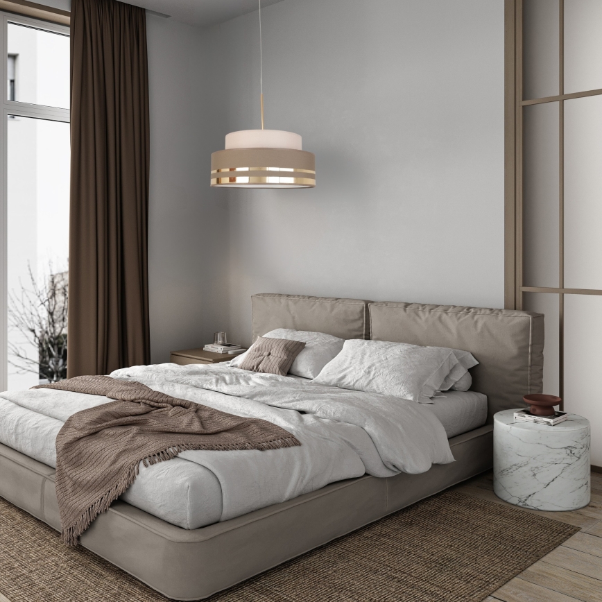 Lámpara colgante TAMI 1xE27/60W/230V beige/marrón/dorado