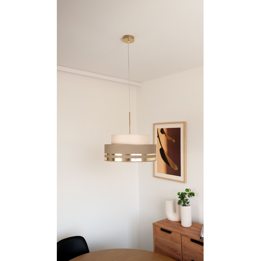 Lámpara colgante TAMI 1xE27/60W/230V beige/marrón/dorado