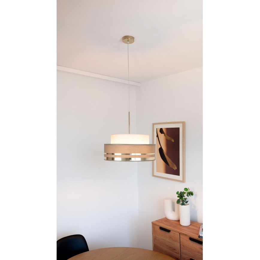 Lámpara colgante TAMI 1xE27/60W/230V beige/marrón/dorado