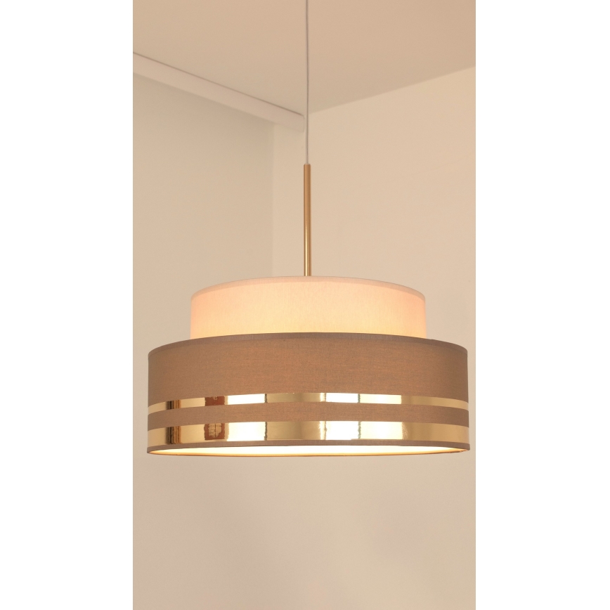 Lámpara colgante TAMI 1xE27/60W/230V beige/marrón/dorado