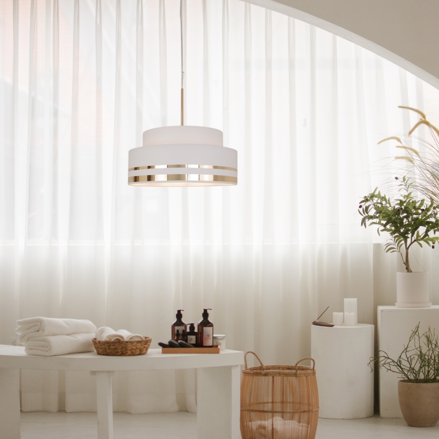 Lámpara colgante TAMI 1xE27/60W/230V color crema/dorado