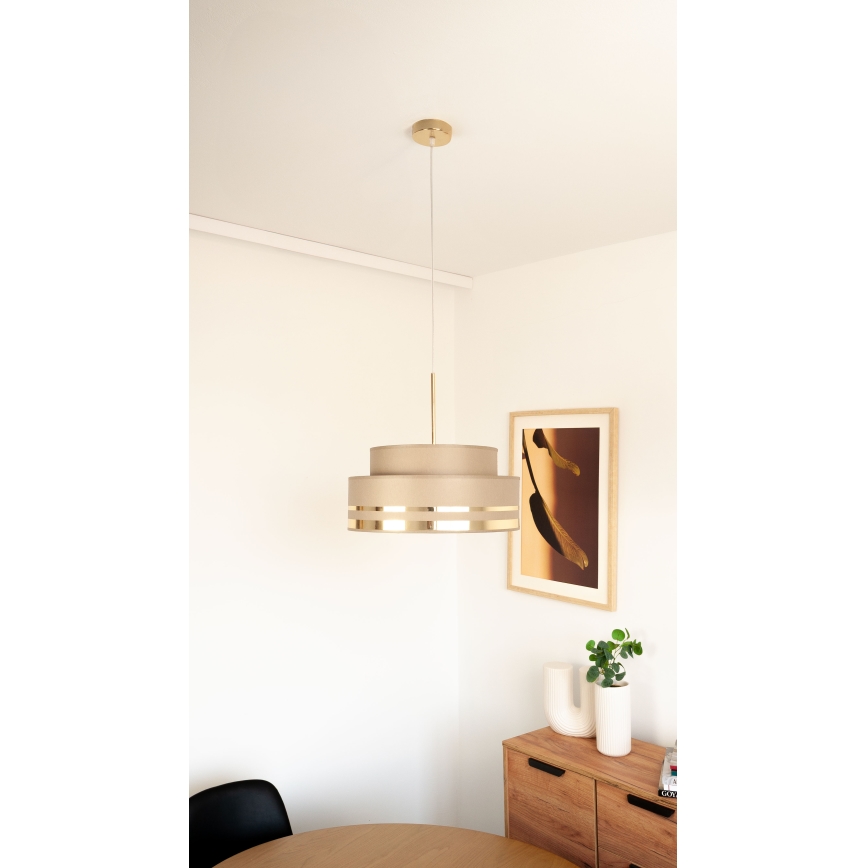 Lámpara colgante TAMI 1xE27/60W/230V marrón/dorado