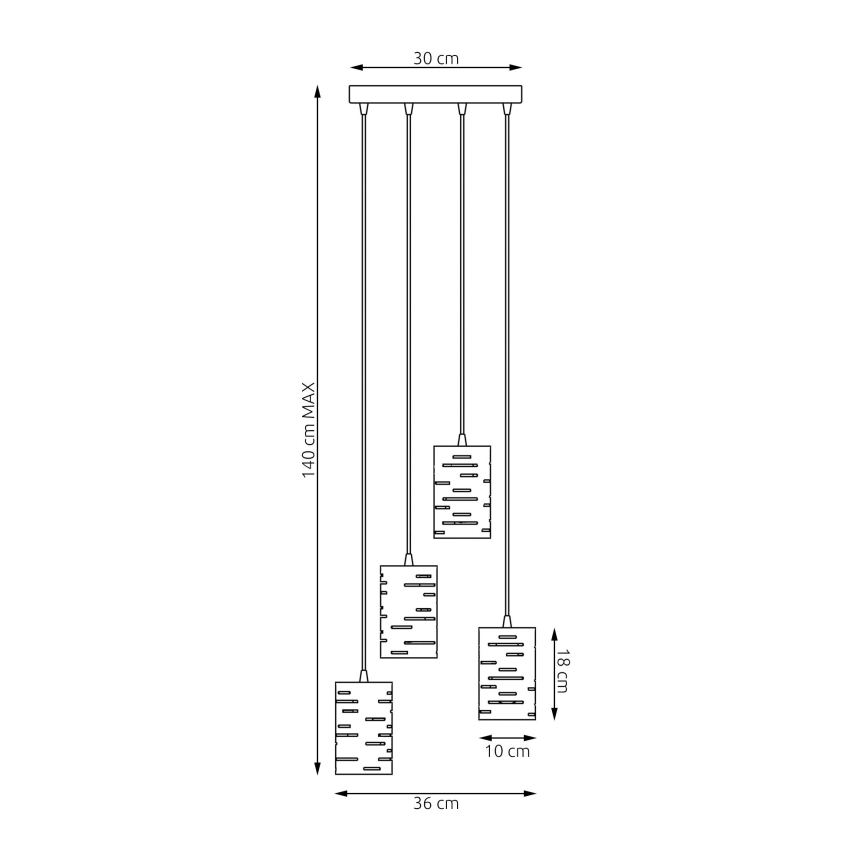 Lámpara colgante TANK 4xE27/15W/230V negro