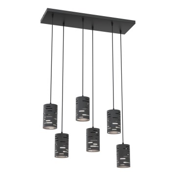 Lámpara colgante TANK 6xE27/15W/230V negro