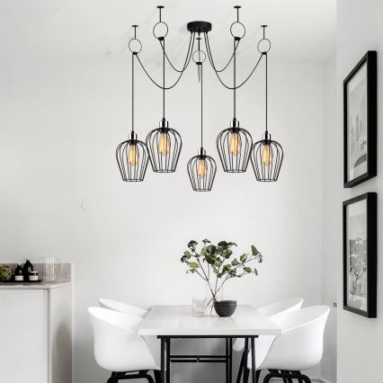 Lámpara colgante TEL 5xE27/40W/230V araña