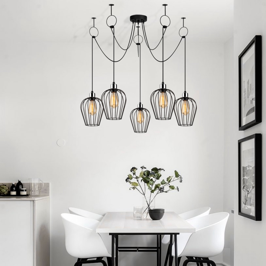 Lámpara colgante TEL 5xE27/40W/230V araña