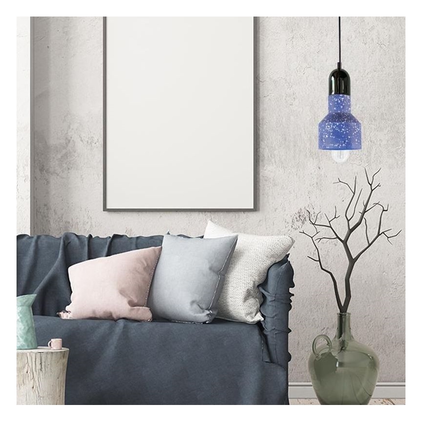Lámpara colgante TERRAZZO 1xE27/60W/230V diá. 12 cm azul