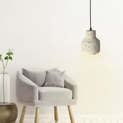 Lámpara colgante TERRAZZO 1xE27/60W/230V diá. 12 cm color crema